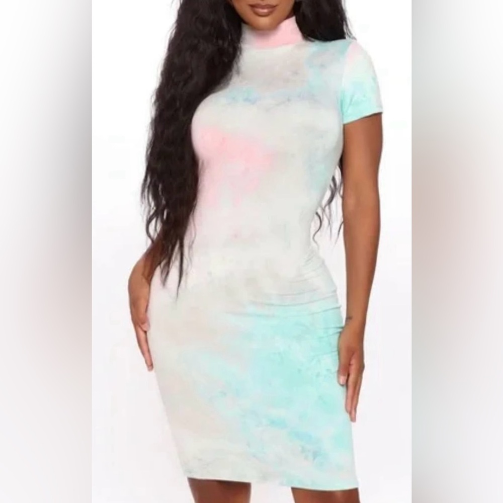 Fashion Nova Mint Combo Palace Girl Tie Dye Midi Dress - Medium